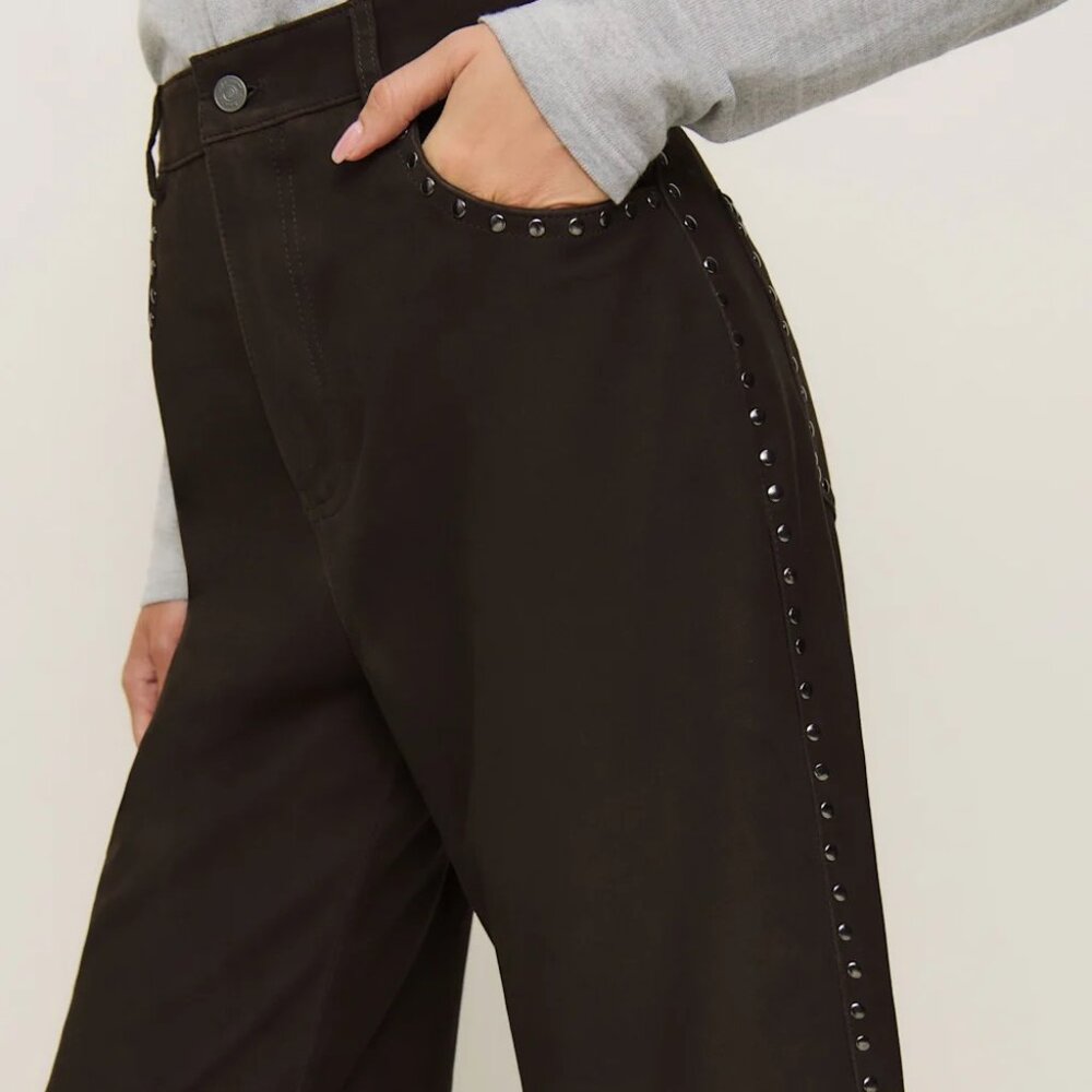 Reformation Veda Kennedy Studded Pant – Mole Suede – NWT – Size 6